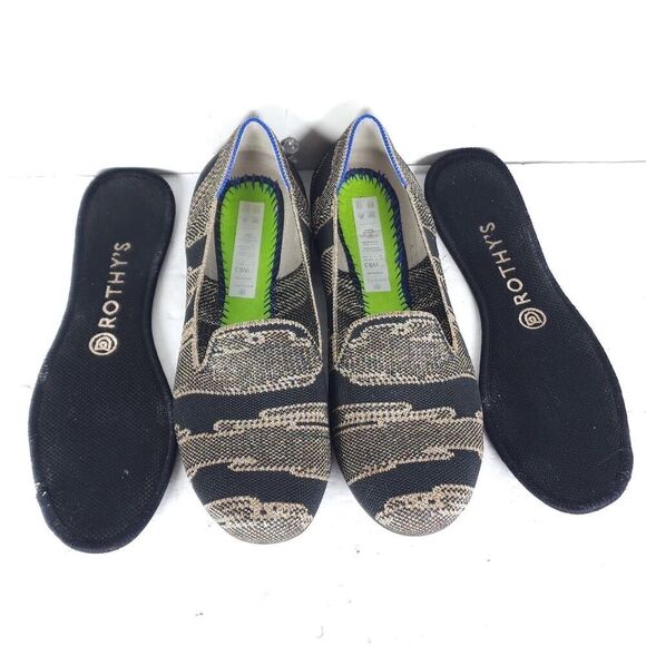 Rothy's Women's The Loafer US8,5 Black Golden Shimmer Slip On Flats Loafer Shoes - Picture 3 of 12